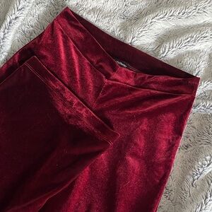 Retro Red Velvet Flare Pants